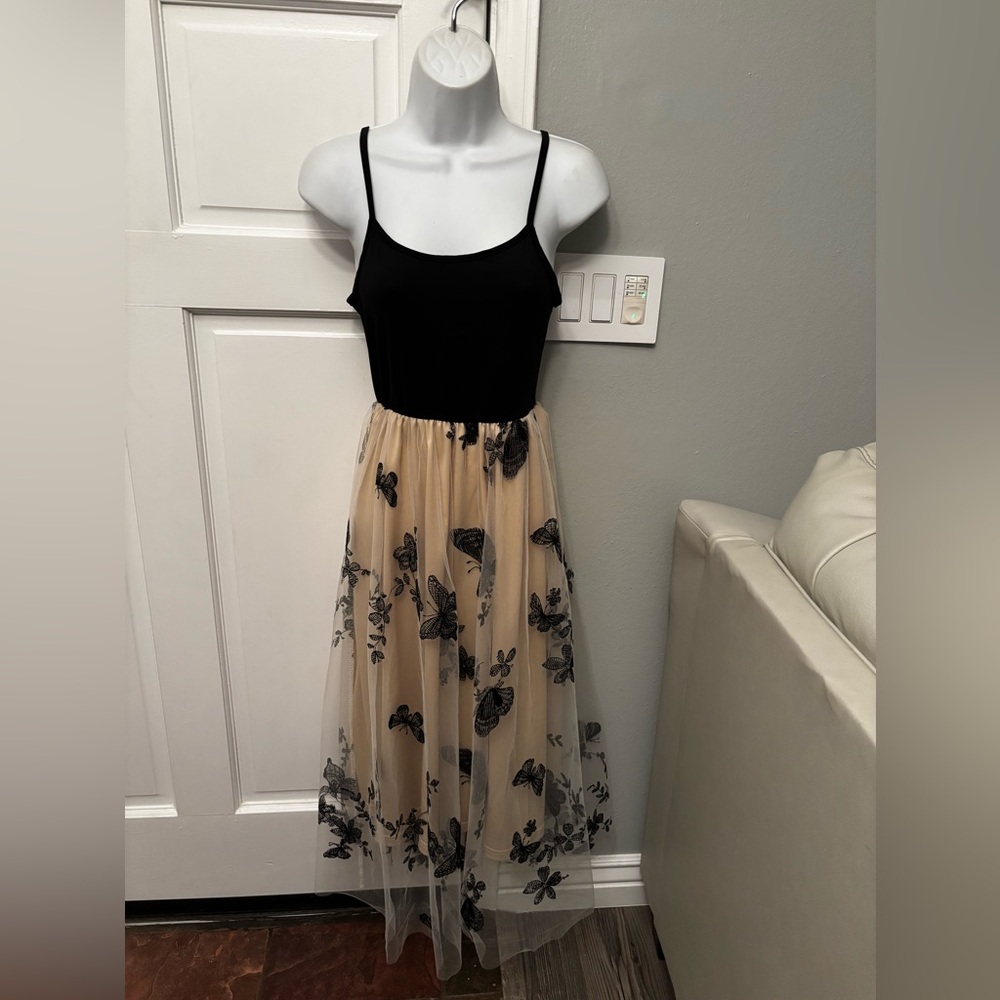 Women's S dress butterflies spaghetti straps sheer SHEIN spring summer